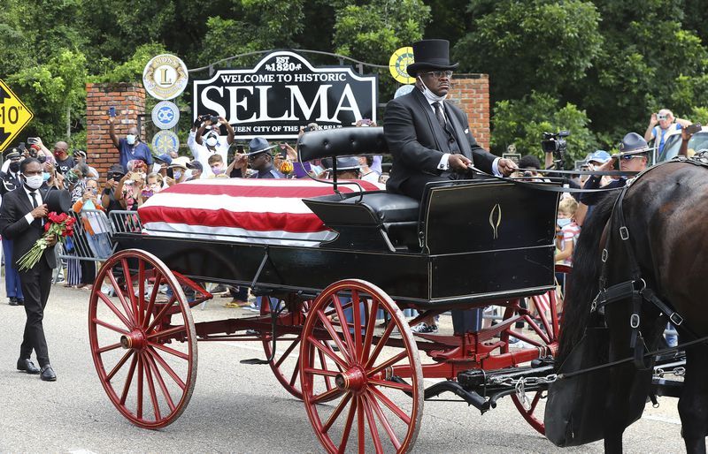 Edmund Pettus Bridge, John Lewis,  horse-drawn caisson, Washington, Selma,  Alabama,  last excursion