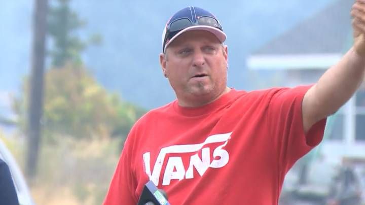 Light Beer, fire, Can, Trees, Man, Pine Tree State Light Beer, fire, Can, Trees, Man, Pine Tree State