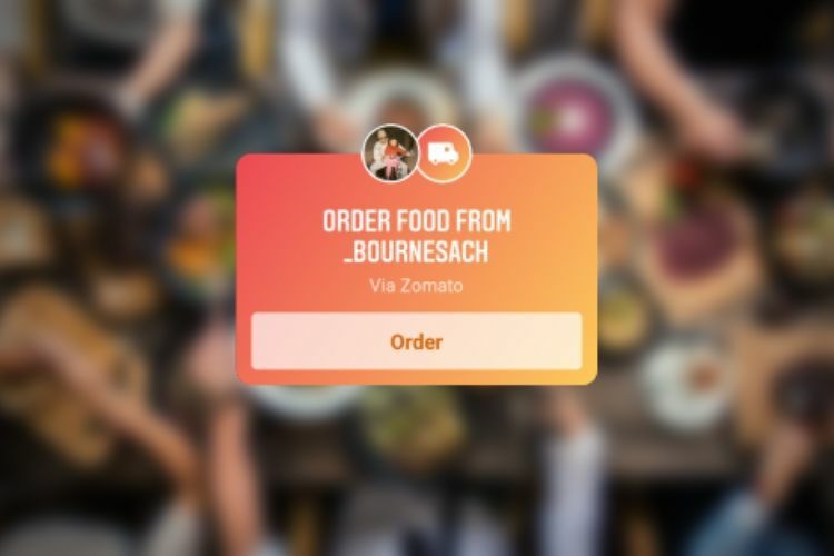 insagram partners with zomato and swiggy, Food Order Sticker