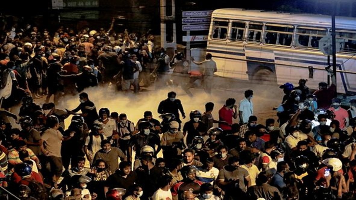 Sri Lanka, Demonstrators , local media , curfew , fuel shortages., world