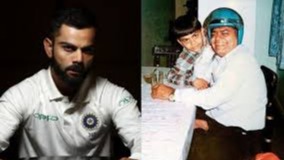 Image of young Virat Kohli with his late father.