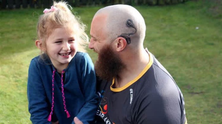 Father love, daughter, tattoo, Father Love: Dad Got A Cochlear Implant Tattoo In The Relief Of His Hearing Impaired Daughter., father, father daughter bond, love, father daughter love