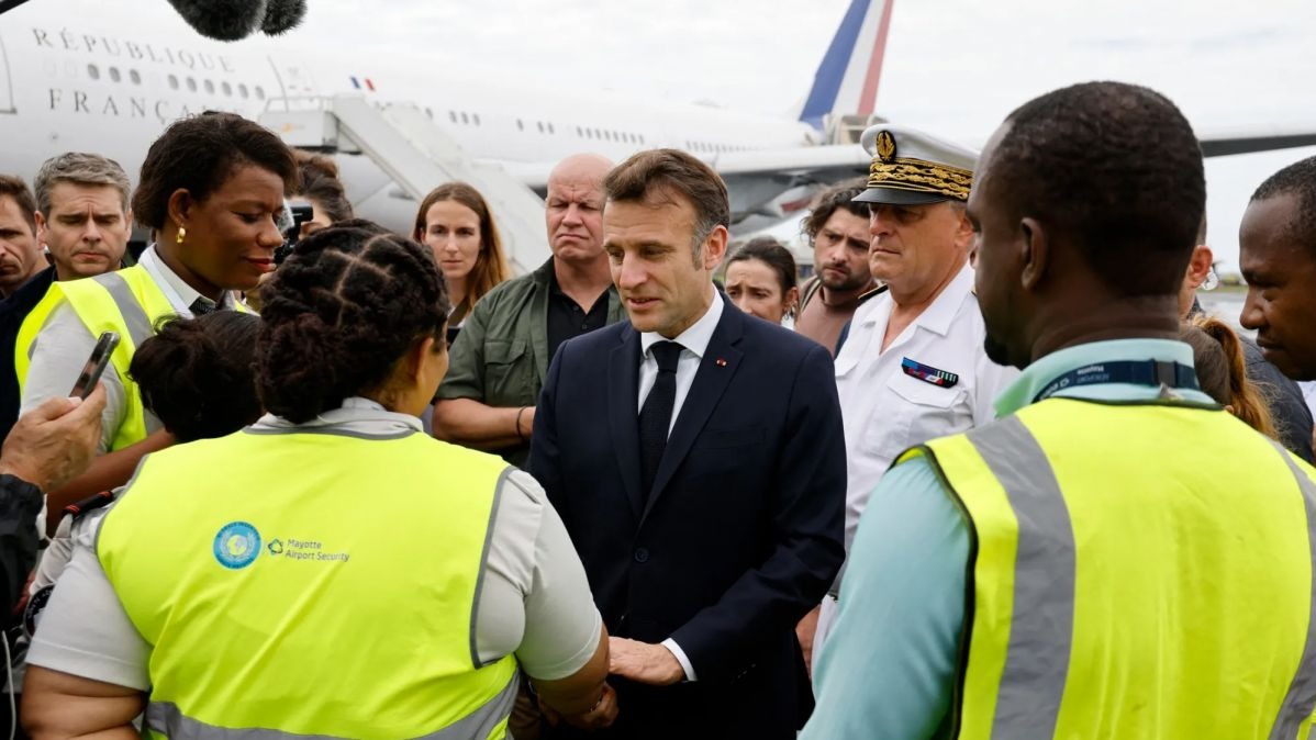 : Macron in Mayotte,  Cyclone Chido devastation,  Mayotte cyclone relief,  French President visit Mayotte,  Mayotte natural disaster,  Mayotte aid efforts,  French Indian Ocean territory,  Macron health aid,  Mayotte food shortage,  Cyclone Chido aftermath