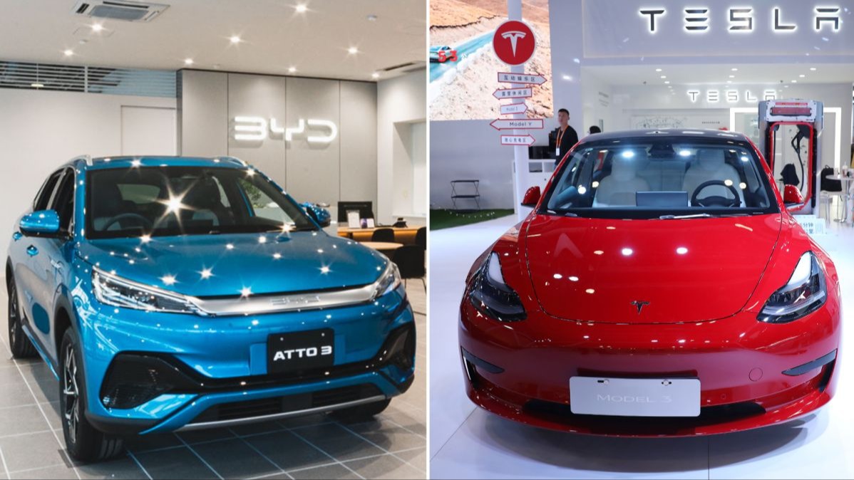 Tesla sales,  BYD,  electric vehicles,  global competition,  EV market,  Elon Musk,  car sales,  China,  vehicle sales,  hybrid cars