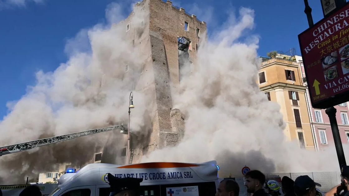 Torre dei Conti collapse during restoration work,  negligence claims after Rome tower collapse,  worker trapped under rubble at Torre dei Conti,  analysis of structural failure at Torre dei Conti site,  Rome medieval tower accident and legal responsibility, Torre dei Conti,  tower collapse, Rome,  medieval tower