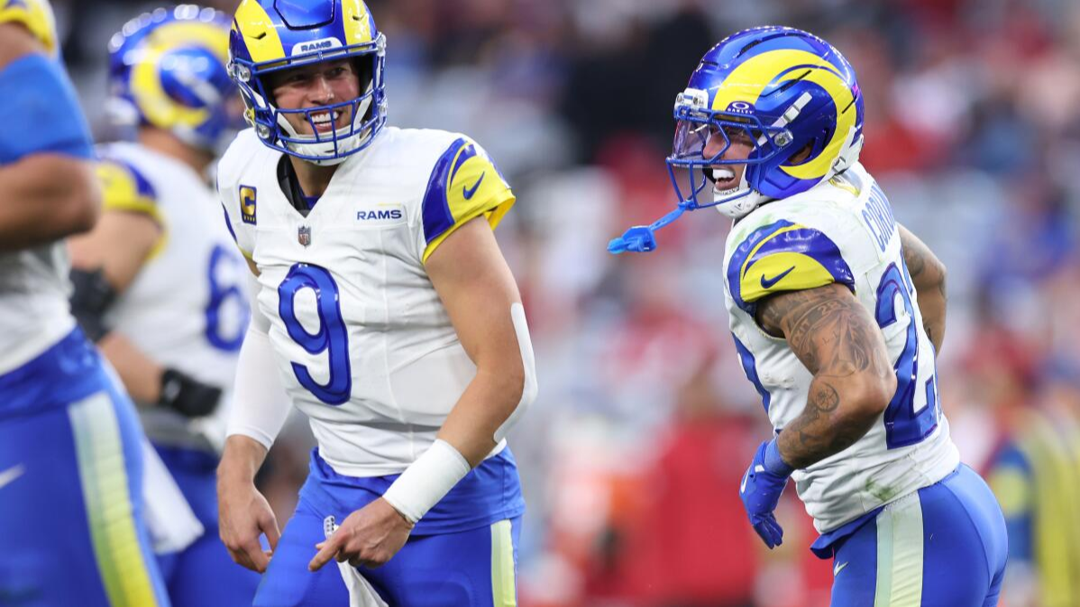 Rams vs Falcons highlights,  Jared Verse blocked field goal,  Matthew Stafford passing records,  Monday Night Football Week 17 recap,  Jared Verse touchdown video,  Puka Nacua touchdown vs Falcons,  Bijan Robinson 93 yard run,  Matthew Stafford vs Ben Roethlisberger stats,  Rams playoff picture 2025,  Falcons vs Rams final score